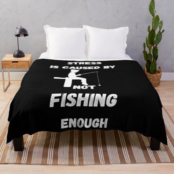 Item preview, Stress Is Caused By Not Fishing Enough Simple In Black designed and sold by LuckyKermit.