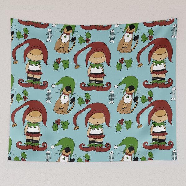 Item preview, Cute Christmas Gnome Elf with cat. designed and sold by LaBellCreative.