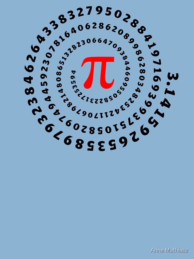 Thumbnail 2 of 2, Kids T-Shirt, Pi, π, spiral, Science, Mathematics, Math, Irrational Number, Sequence designed and sold by Anne Mathiasz.