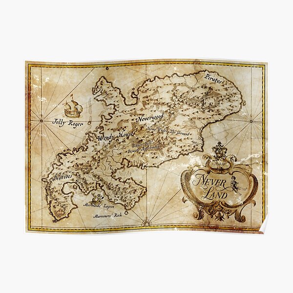 Peter Pan's Neverland Map Poster