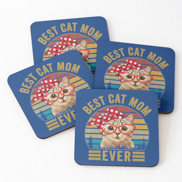Item preview, Best Cat Mom Ever Vintage Retro 70S Bandana Red Glasses   designed and sold by MARTINIFUSION.