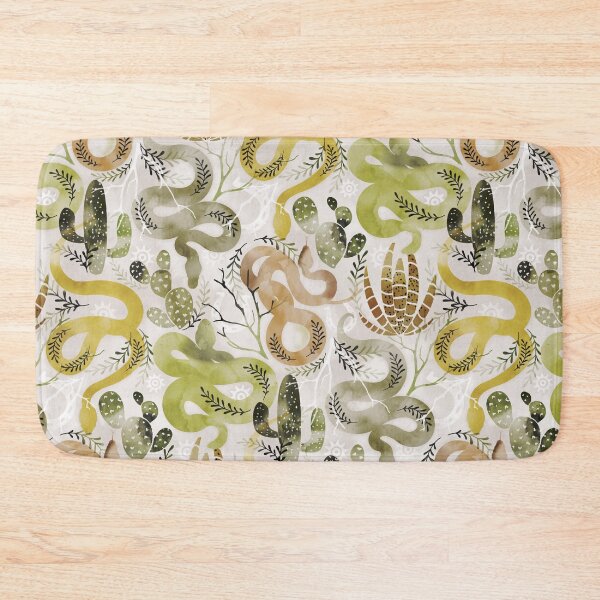 Item preview, Wild and Sandy Snakes with Cacti - leaf green, yellow, and earth orange designed and sold by Perrin Le Feuvre.