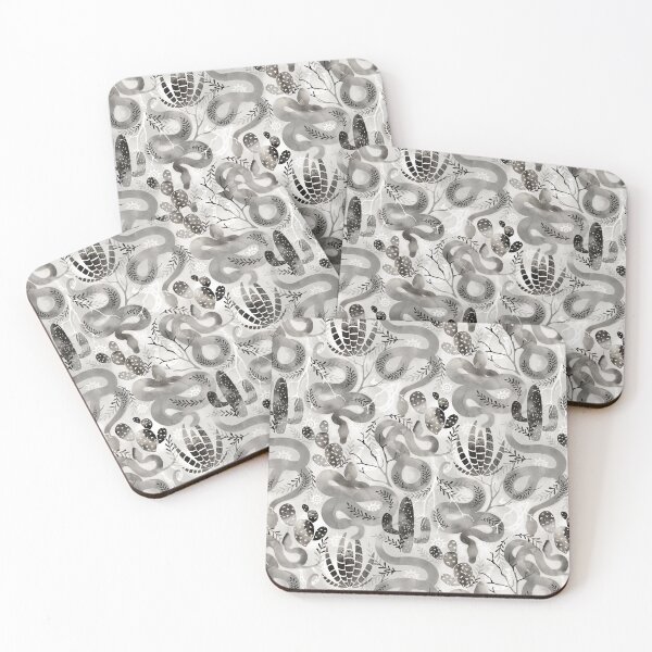 Item preview, Wild and Sandy Snakes with Cacti - black and white  designed and sold by Perrin Le Feuvre.