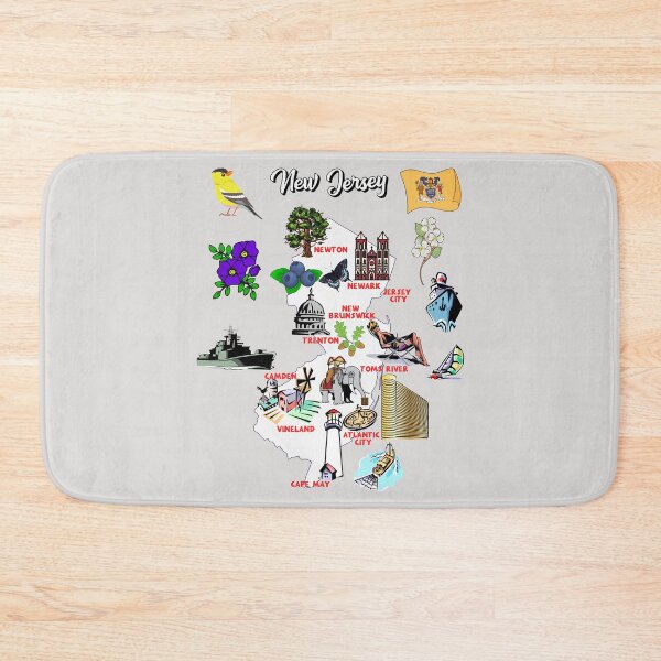Item preview, tourist map of New jersey state, USA, major cities, flag, landmarks designed and sold by mashmosh.