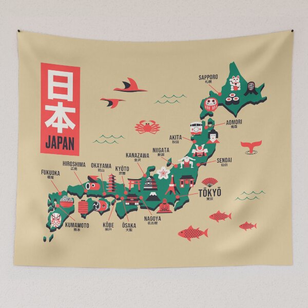 Item preview, Japan Map - Flat Gold designed and sold by VoodooCircus.