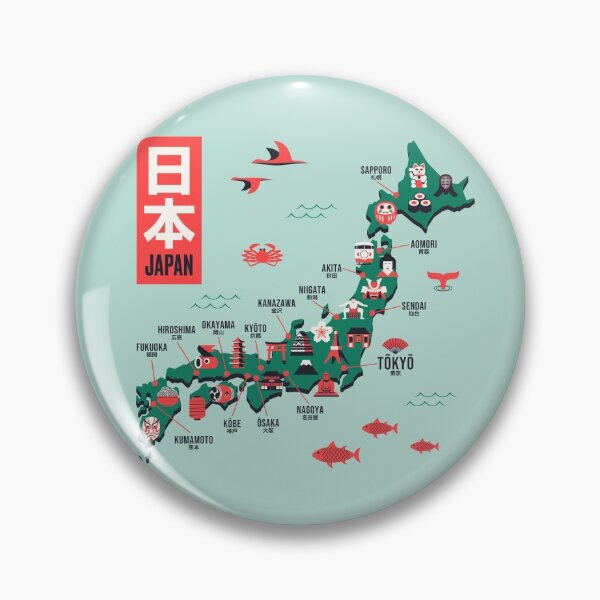 Item preview, Japan Map - Flat Mint designed and sold by VoodooCircus.