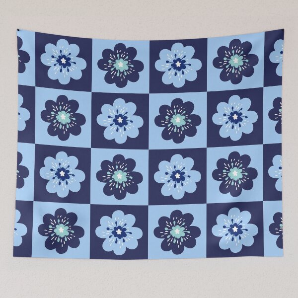 Item preview, Beautiful blue flower patterns illustration designed and sold by Sameera Amir.