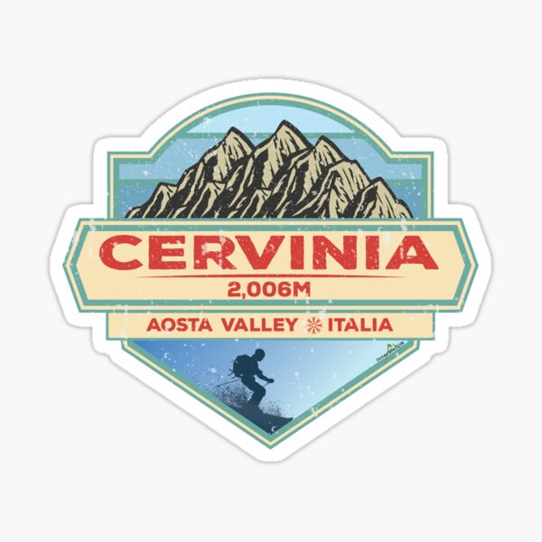 Item preview, Cervinia Italy Italia Ski Skiing Sticker T-Shirt 03 designed and sold by OuterShellUK.