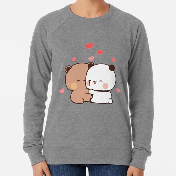 peach and goma mochi bear Couple taking a cute selfie Lightweight Sweatshirt