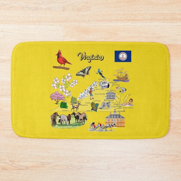 Item preview, Virginia state tourist map with landmarks, flag and famous symbols, USA designed and sold by mashmosh.