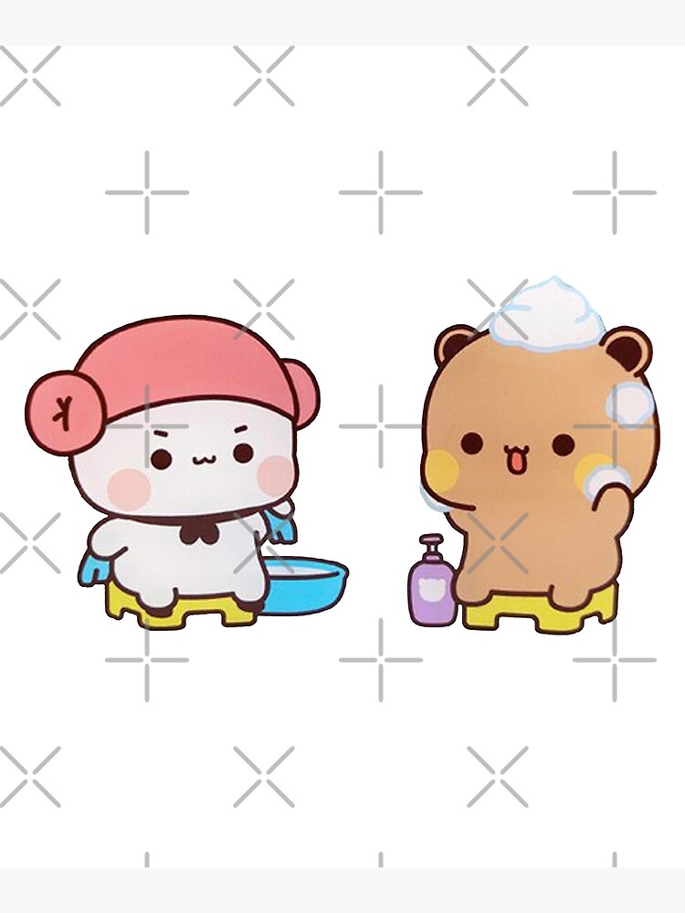 Mochi Panda And Brownie Bear Enjoying The Bath Poster For Sale By Mocha Cat Redbubble