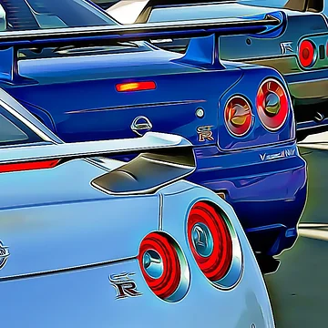 Artwork thumbnail, Skyline R32 R33 R34 GTR Cartoon by Auto-Prints