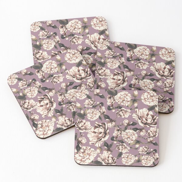 Item preview, Pastel Pink Sepia Vintage Japanese Stripy Peonies Design designed and sold by TrulyEpoque.