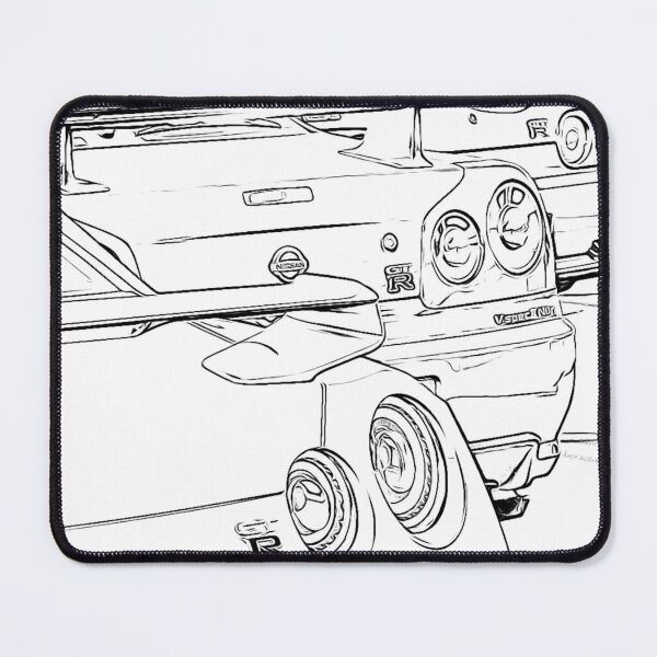 Aperçu de l'œuvre Skyline R32 R33 R34 GTR Wireframe Noir créée et vendue par Auto-Prints.