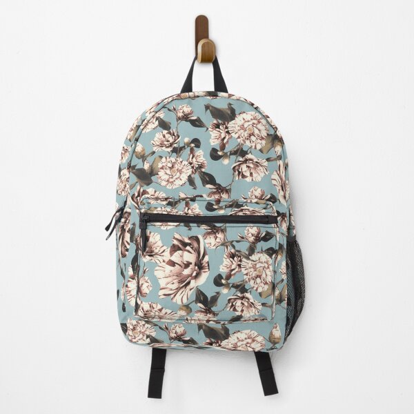 Item preview, Pastel Blue Sepia Vintage Japanese Stripy Peonies Design designed and sold by TrulyEpoque.