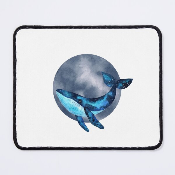 Item preview, Cute watercolor galaxy blue whale illustration with bubble designed and sold by IevaLiART.