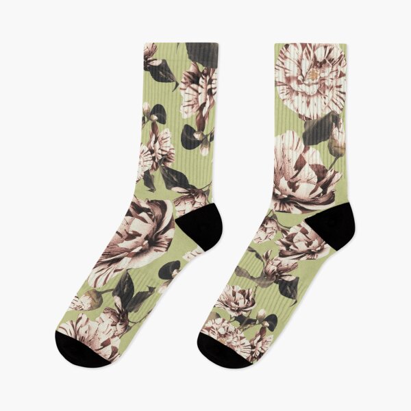 Item preview, Copy of Pastel Yellow Sepia Vintage Japanese Stripy Peonies Design designed and sold by TrulyEpoque.