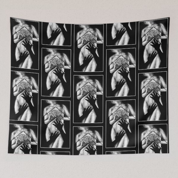 Item preview, You make my world go fuzzy (monochromatic dotwork illustration on black) designed and sold by Anicatattoos.