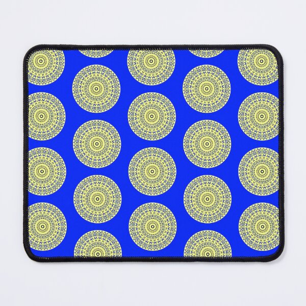 Item preview, The patterned text letter blue mandala on the yellow background designed and sold by IraNiva.