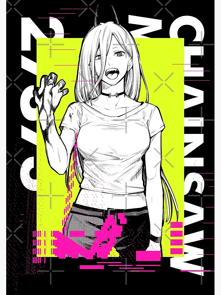 "Chainsaw Man Power Glitch Design v03" Canvas Print by WaifuDope Redbubble