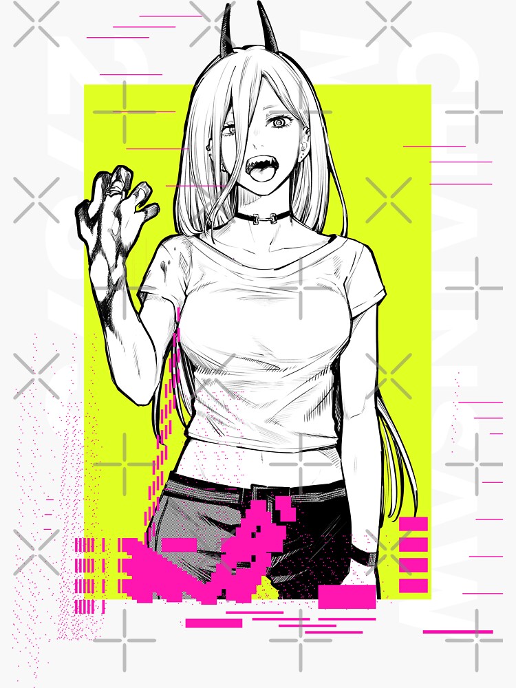 "Chainsaw Man Power Glitch Design v03" Sticker for Sale by WaifuDope Redbubble