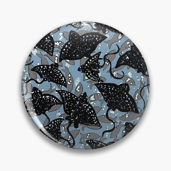 Item preview, Black Spotted Eagle Ray School of Fish Pattern designed and sold by Michelebuttons.