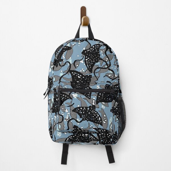 Item preview, Black Spotted Eagle Ray School of Fish Pattern designed and sold by Michelebuttons.