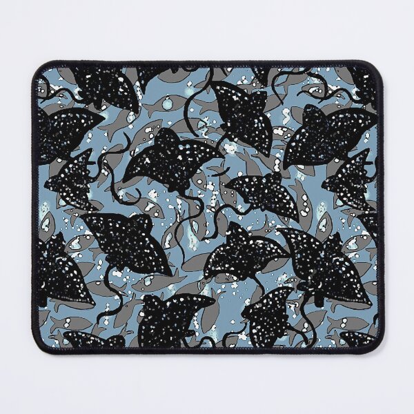 Item preview, Black Spotted Eagle Ray School of Fish Pattern designed and sold by Michelebuttons.