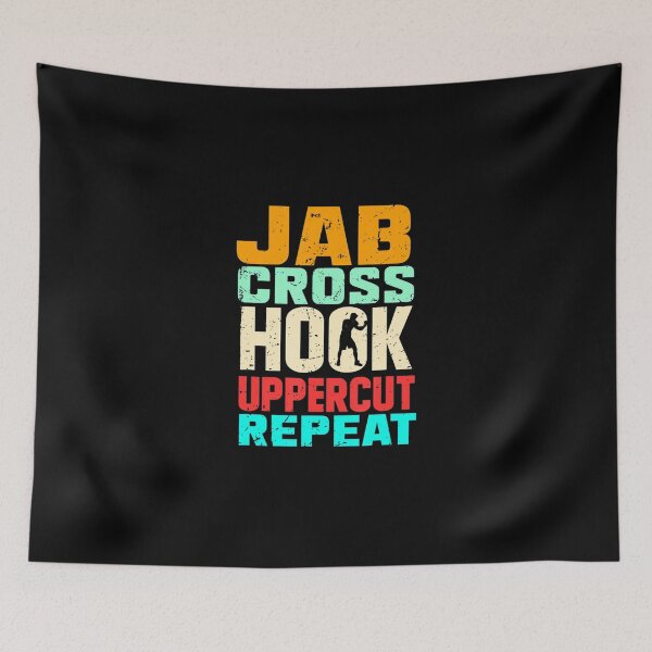 Item preview, Jab Cross Hook Uppercut Repeat Retro Kickboxing MMA Boxing designed and sold by JohannesLang.