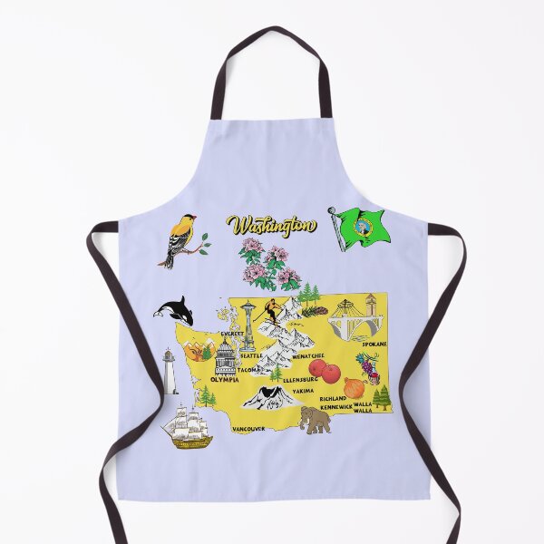 Item preview, Hand Drawn Illustration of Washington state Map with Tourist Destinations, USA designed and sold by mashmosh.