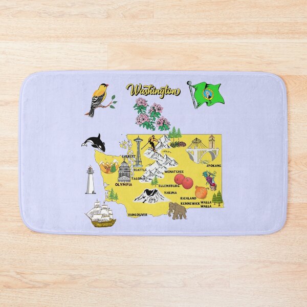 Item preview, Hand Drawn Illustration of Washington state Map with Tourist Destinations, USA designed and sold by mashmosh.