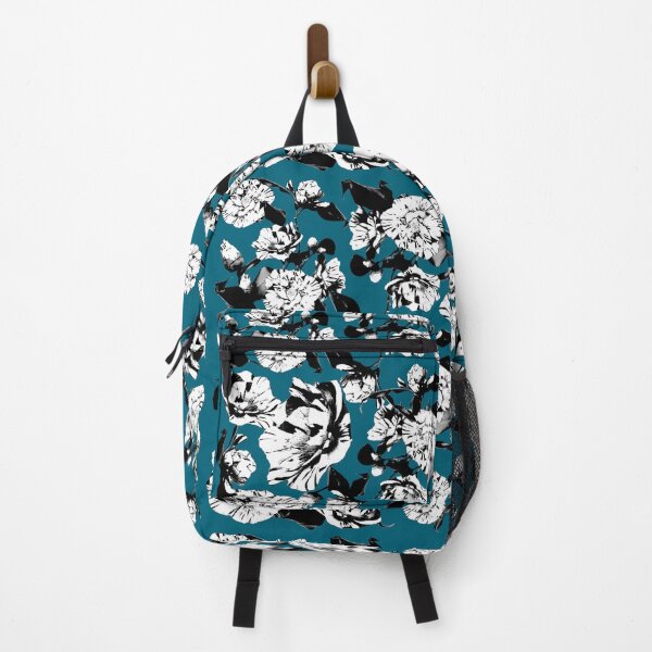Item preview, Cyan Monochrome Vintage Japanese Peony Illustration Design designed and sold by TrulyEpoque.