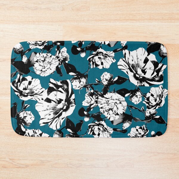 Item preview, Cyan Monochrome Vintage Japanese Peony Illustration Design designed and sold by TrulyEpoque.