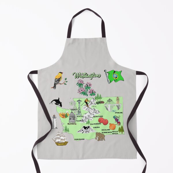 Item preview, Washington tourist map with landmarks, flag and famous symbols, USA designed and sold by mashmosh.