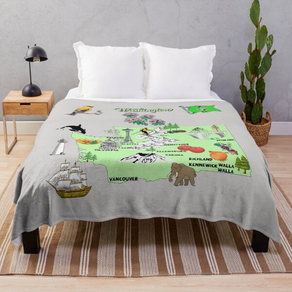 Item preview, Washington tourist map with landmarks, flag and famous symbols, USA designed and sold by mashmosh.