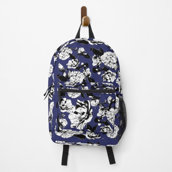 Item preview, Navy Blue Monochrome Vintage Japanese Peony Illustration Design designed and sold by TrulyEpoque.