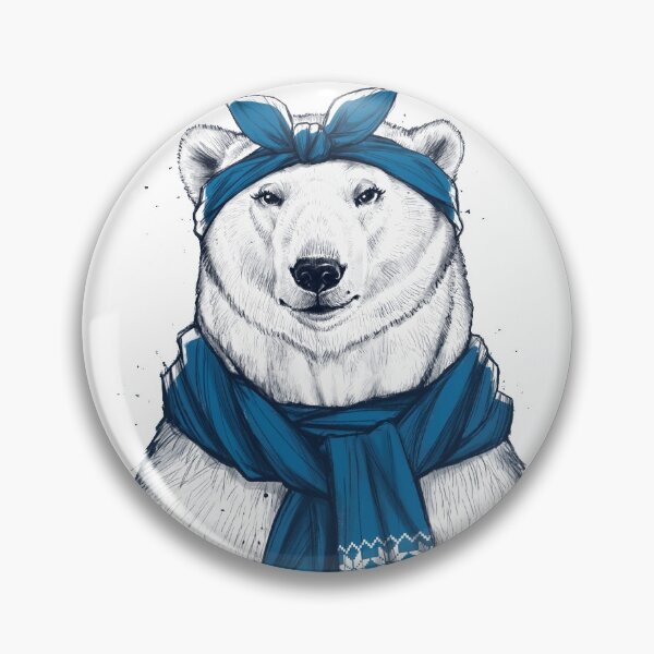 Item preview, polar bear in blue scarf designed and sold by Niti-Niti.