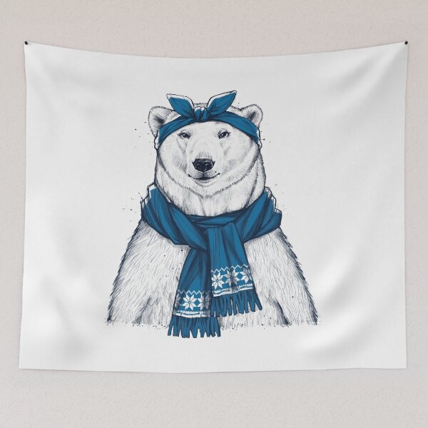 Item preview, polar bear in blue scarf designed and sold by Niti-Niti.