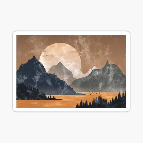 Late afternoon in the mountains Sticker
