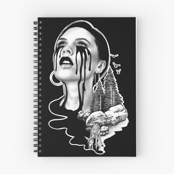 Aperçu de l'œuvre Fuite - un portrait (illustration monochrome sur noir) créée et vendue par Anicatattoos.