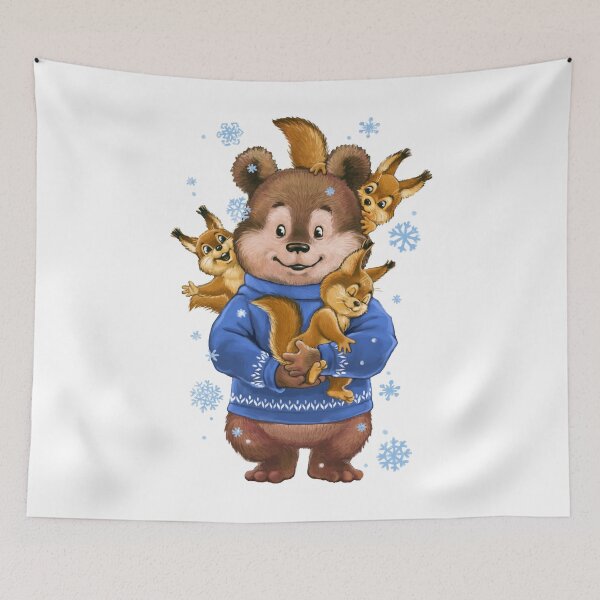 Item preview, bear with squirrels designed and sold by Niti-Niti.