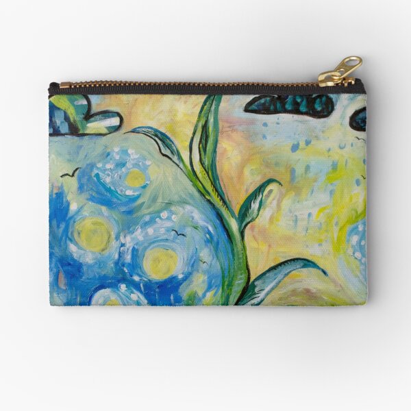 Unfurling - Leaf Painting with Clouds Zipper Pouch