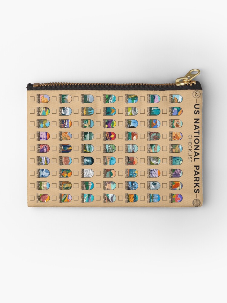Thumbnail 1 of 4, Zipper Pouch, US National Parks Checklist designed and sold by KrisSidDesigns.
