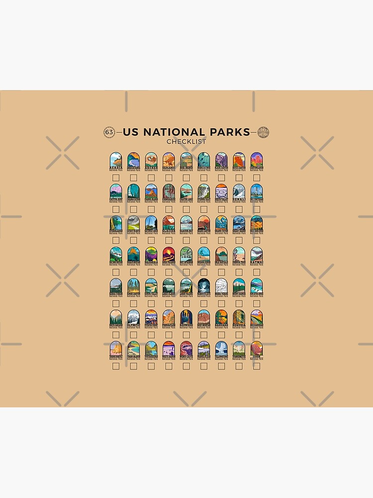 Disover US National Parks Checklist Tapestry