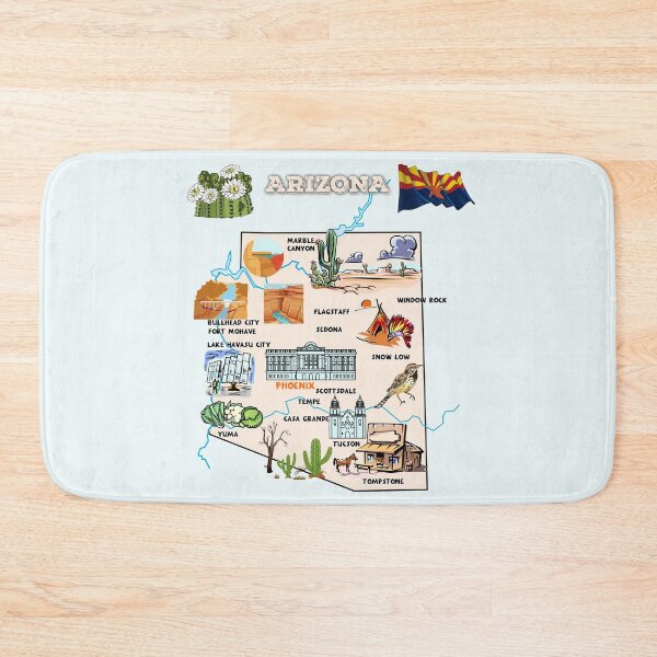 Item preview, Hand Drawn Illustration of Arizona state Map with Tourist Destinations, USA designed and sold by mashmosh.