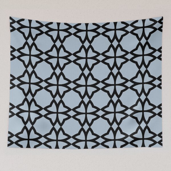 Artikelvorschau, Black and Blue Minimal Flower Pattern Pairs Dulux 2022 Colour of the Year Bright Skies - Color Trends entworfen und verkauft von ColorOfTheYears.