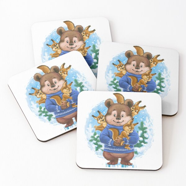 Item preview, bear with squirells in forest designed and sold by Niti-Niti.