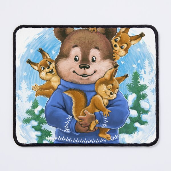 Item preview, bear with squirells in forest designed and sold by Niti-Niti.