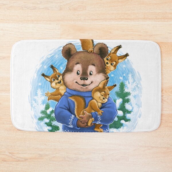 Item preview, bear with squirells in forest designed and sold by Niti-Niti.