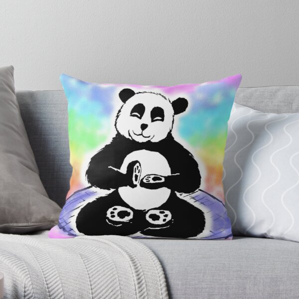 Zen Panda Throw Pillow